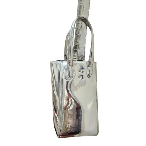 X NIHILO Silver Metallic Tote Bag Crossbody Purse Structured Modern Designer - Picture 7 of 16